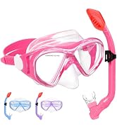 Kids Snorkel Set Dry Top Snorkeling Gear for Kids Youth Boys Girls Junior Age 5-15,Tempered Glass...