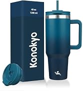Konokyo 40 oz Insulated Tumbler Water Bottle with Handle, Straw Lid | BPA-free and dishwasher saf...