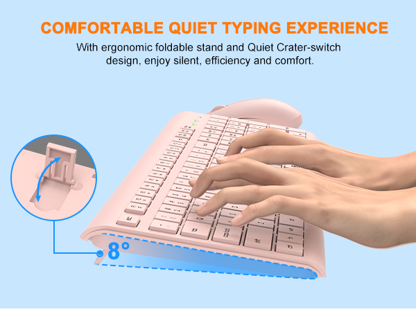 Wireless Keyboard and Mouse Combo, Full Size Silent Ergonomic Keyboard Mouse