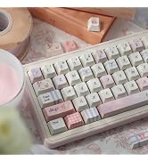 152 Keys PBT Dye-Sub Keycaps Cherry Profile Pink Lattice Garden Keycaps Set Fit for 61/64/87/104/...