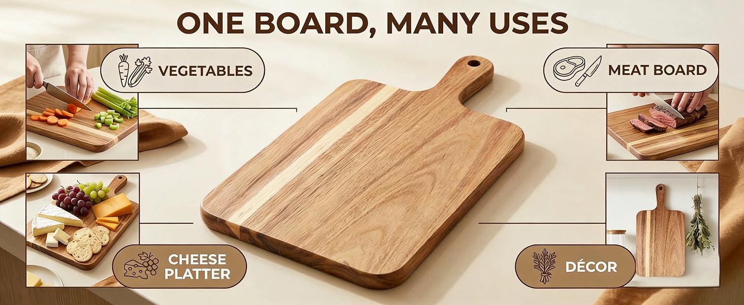 Wood Cutting Board with Handle