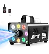 AGPTEK Fog Machine, 500W Portable Led Smoke Machine with Lights (Red, Blue, Green) & Wireless Rem...