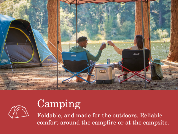 camping chair lawn coleman foldable outdoor nature weather comfortable campsite tent cheers cooler