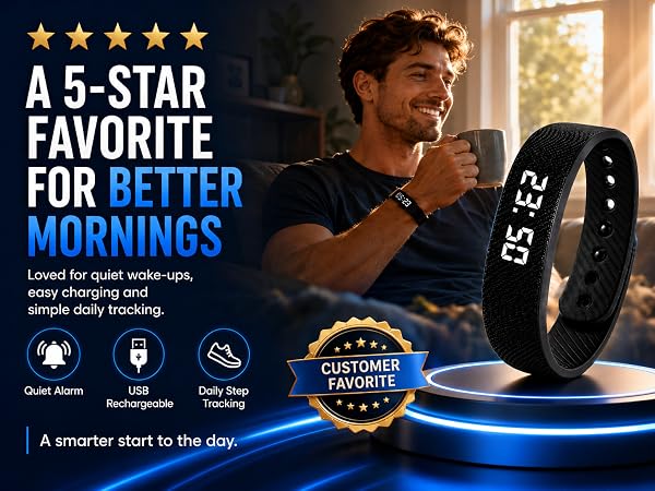 Vibrating Alarm Clock for Heavy Sleepers Fit Wristband Smart Watch Bracelet Mens