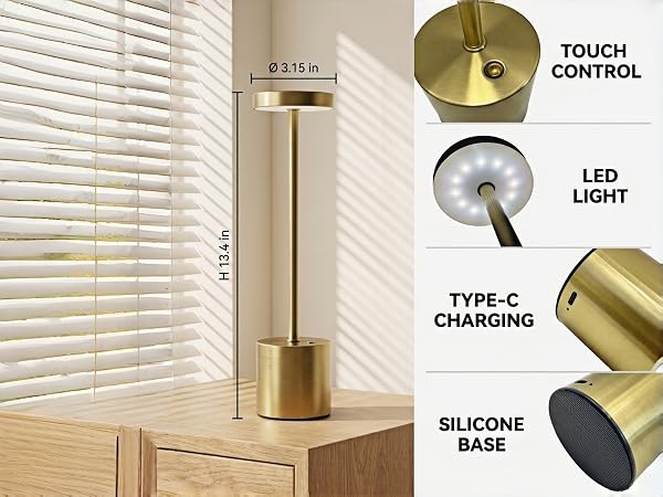 Touch Control ,LED Light ,USB-C Charging Port ,Anti-Slip Base