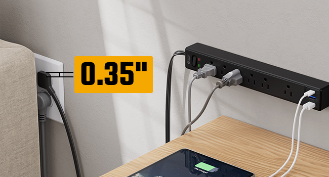 flat plug extension cord, thin extension cord