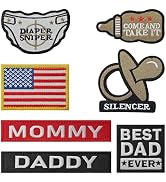 7PCS Daddy Patch Funny Dad Tactical Patch Pacifier, Diaper, Bottle and Flag Hook and Loop for Hat...