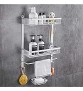 GERUIKE Shower Corner Caddy 2 Tiers Rustproof Shower Shelf Self Adhesive Wall Mount Shower Basket...