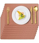 Uolr Vinyl Placemats 8 PCS Faux Leather 100% Waterproof Stain Resistant Wipeable Washable PU Plac...