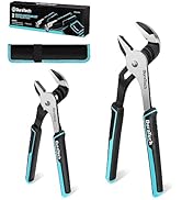 DURATECH 2-Piece Groove Joint Pliers Set with Oxford Rolling Pouch, 10 & 8-Inch Adjustable Water ...