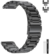 LIGE 22mm Metal Band Durable, Adjustable Compatible Smartwatches,Black | stainless steel, Adjusta...