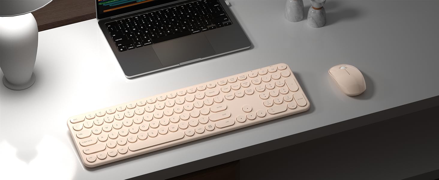 One single 2.4G USB receiver connects both keyboard and mouse.