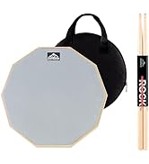 EASTROCK Practice Drum Pad, 12 Inches Double Sided Silent Drum Pad, Rubber Dumb Drum with Drumsti...