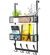 Kaiferty Over The Door Hooks Organizer,Coat Rack with 12 Hooks and 2 Mesh Baskets,Back of Door St...