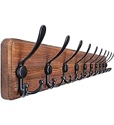 SKOLOO Rustic Large Coat Rack Wall Mount: 38.3'' Long Coat Rack for Wall, Wood Hook, Farmhouse Co...