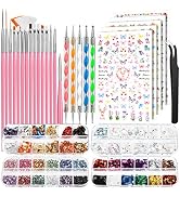 FANDAMEI Nail Art Brushes Set, Nail Art Kit, Nail Design Kit, Nail Art Dotting Pens, Nail Sticker...