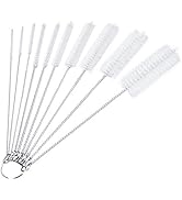 Bottle Cleaning Brushes, 8 Inch Nylon Tube Brush Set, Cleaner for Narrow Neck Bottles Cups with H...