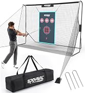 Golf Practice Net 10×7ft with Auto Ball Return, Portable Golf Net for Backyard & Indoor Training,...