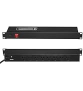 VEVOR 8 Outlet Horizontal 1U Rack Mount PDU Power Strip for Network Server Racks, Surge Protectio...