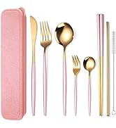 AARAINBOW 8 Pieces Stainless Steel Flatware Set Portable Reusable Cutlery Set Travel Utensils Set...