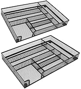WenkeDigi New Metal Mesh Desk Drawer Organizer Tray, 6-Compartment Office School & Home Storage T...
