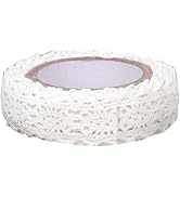 Enyolidimk 1 Roll 1.7m White Trim Ribbon Tape Self-Adhesive Decorative Lace Fabric Washi Tapes St...