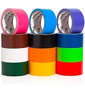 Craftzilla Rainbow Colored Duct Tape — 12 Bright Duct Tape Colors — 10 Yards x 2 Inch — Waterproo...