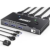 8K HDMI KVM Switch 2 Port 8K@60Hz 4K@120Hz,ANGEET HDMI 2.1 KVM Switch for 2 Computers Share 1 Mon...