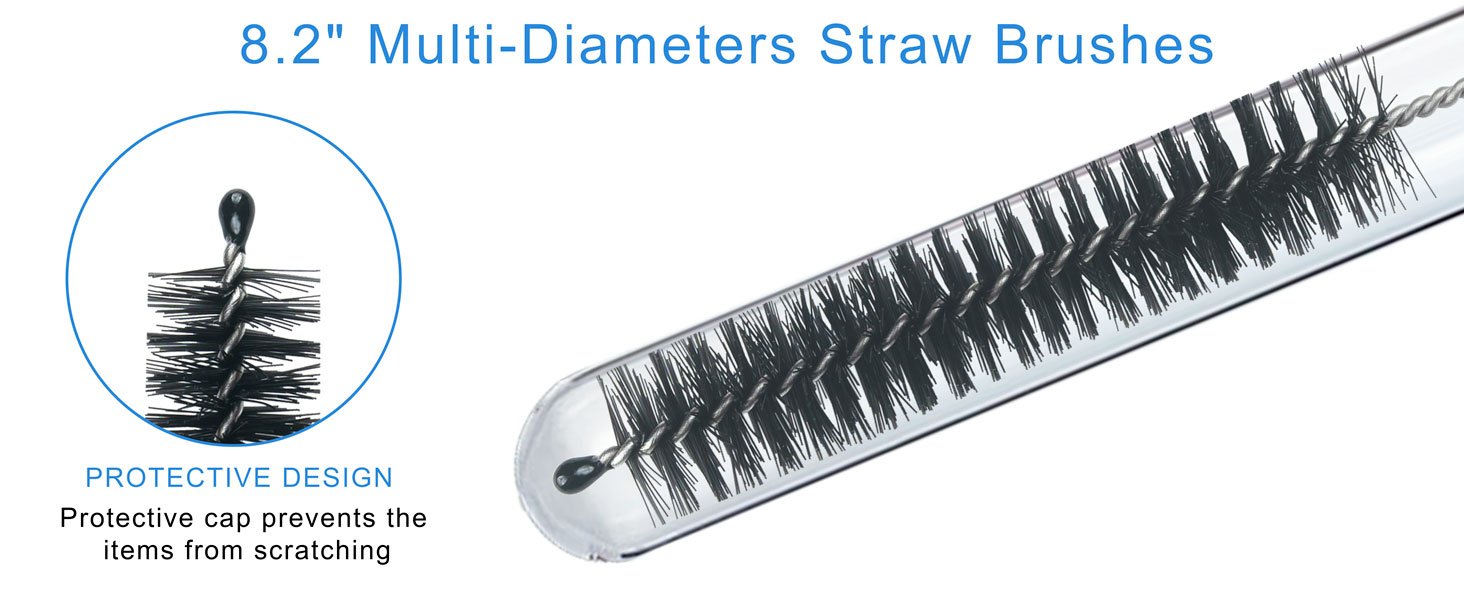 Glass Cleaning Kit Straw Cleaner Brush - Reusable Handles Extra Long Bottle Brush