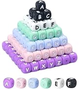 156Pcs FIVEIZERO Colorful Silicone Letter Beads, 12mm A-Z Alphabet Beads,Square Letter Beads for ...