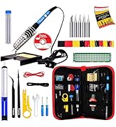 Soldering Iron Kit - Soldering Iron 60 W Adjustable Temperature, Solder Wire, Tweezers, Soldering...