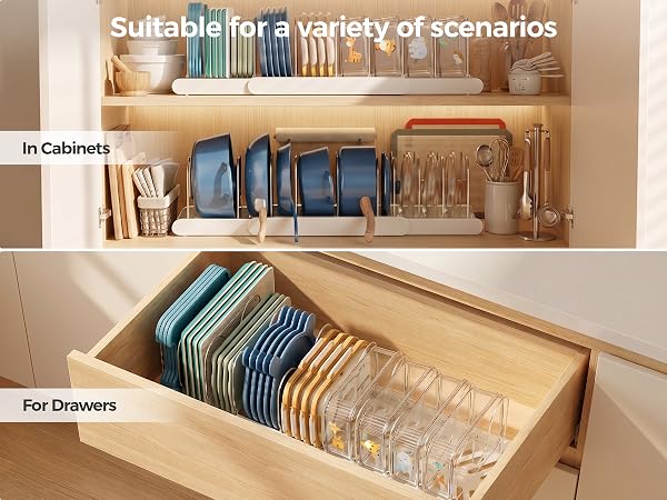 pan organizers inside cabinet