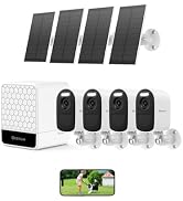 SEBIKAM 2K/4MP Solar Security Cameras Wireless Outdoor, 4 Battery Cameras with 4 Solar Panels, 5G...