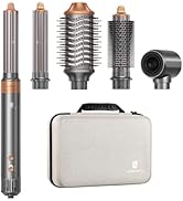 Hot Air Brush Hair Styler, 6 in 1 Hair Dryer Brush Auto Wrap Curlers Frizz-Free Styling Tool for ...