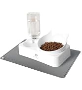 Marchul Cat Bowls Set with Water Dispenser, 15 Tilted and Raised Cat Bowl for Indoor Cats and Sma...