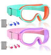 Aegend Kids Swim Goggles with Soft Fabric Strap, Anti-Fog No Leak Wide View Swimming Goggles for ...