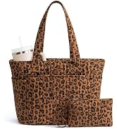 Bagstellar Quilted Tote Bag for Women, Puffer Cotton Zip Laptop Work Tote Purses Handbag for Teac...
