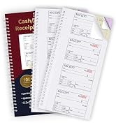 Zzrywuty Two Money and Rent Receipt Book with Cardboard Insert,3-Part Carbonless,5.3”x11.2” Spira...