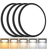 Brightever Black LED Flush Mount Ceiling Light Fixture, 12 Inch 24W, Super Slim 0.67 Inch 3200LM ...