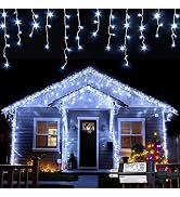 JMEXSUSS 38.8FT 400 LED Icicle Lights Outdoor Waterproof Icicle Christmas Lights Outdoor with 80 ...