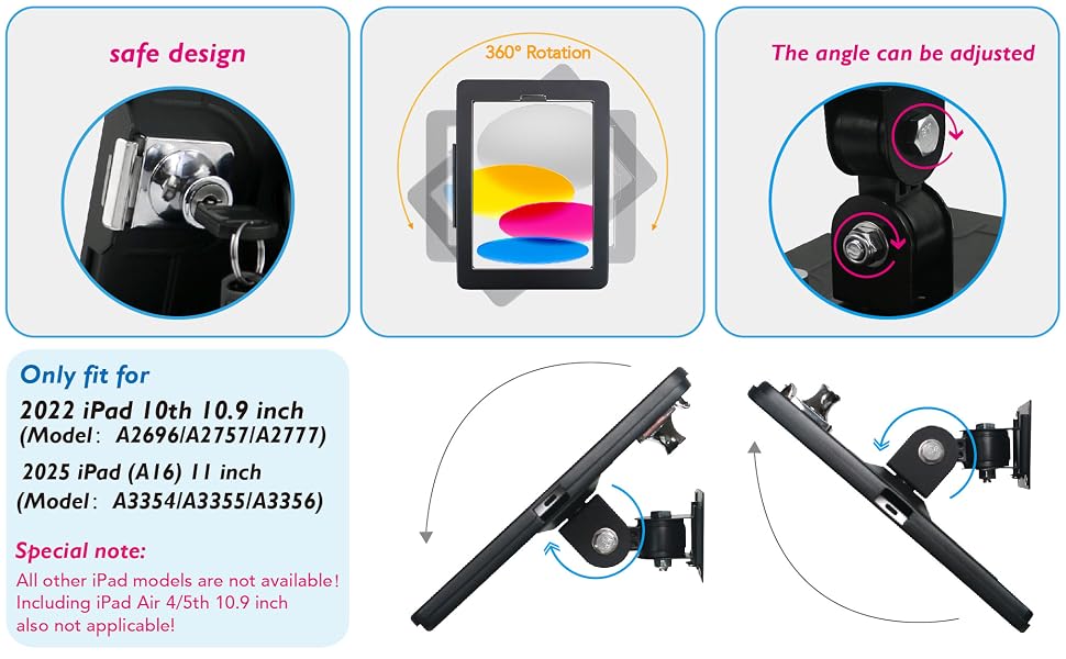 25008-109H-B-3 Wall Mount Bracket for 2022 iPad 10.9" 10th Gen