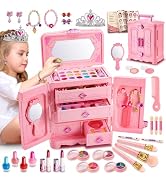 66Pcs Kids Makeup Kit for Girl, Washable Play Makeup Toys Set for Dress Up | Pretend Beauty Make ...