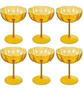 Ciaell 12PCS Plastic Martini Glasses - 10 Oz Amber Elegant Disposable Cocktail Glasses for Champa...