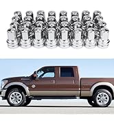 32 Pcs M14x1.5 One-Piece Design Chrome Lug Nuts for 2017-2023 Ford F250 F350 Super Duty HCPZ-1012...