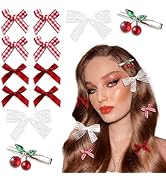 YAEISM Red Bow Hair Clips 12PCS Coquette Bows Cherry Hair Pins Lace Hair Bows Plaid Mini Bow Clip...