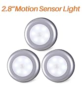 STAR-SPANGLED 3 Pack 2.8” Motion Sensor Lights Indoor AAA Battery Operated, Stick on LED Puck Lig...