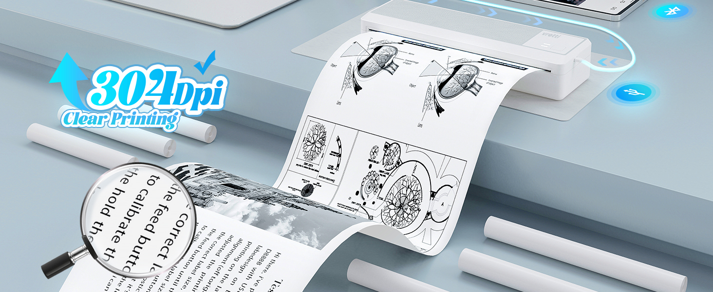 vretti P83 inkless portable printers wireless for travel, mobile thermal printer 8.5 x 11 home use