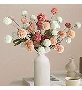 10 Pcs Fake Flowers, Artificial Mums With Long Stems, Faux Pompon Mums Floral Arrangement, 3 Mixe...