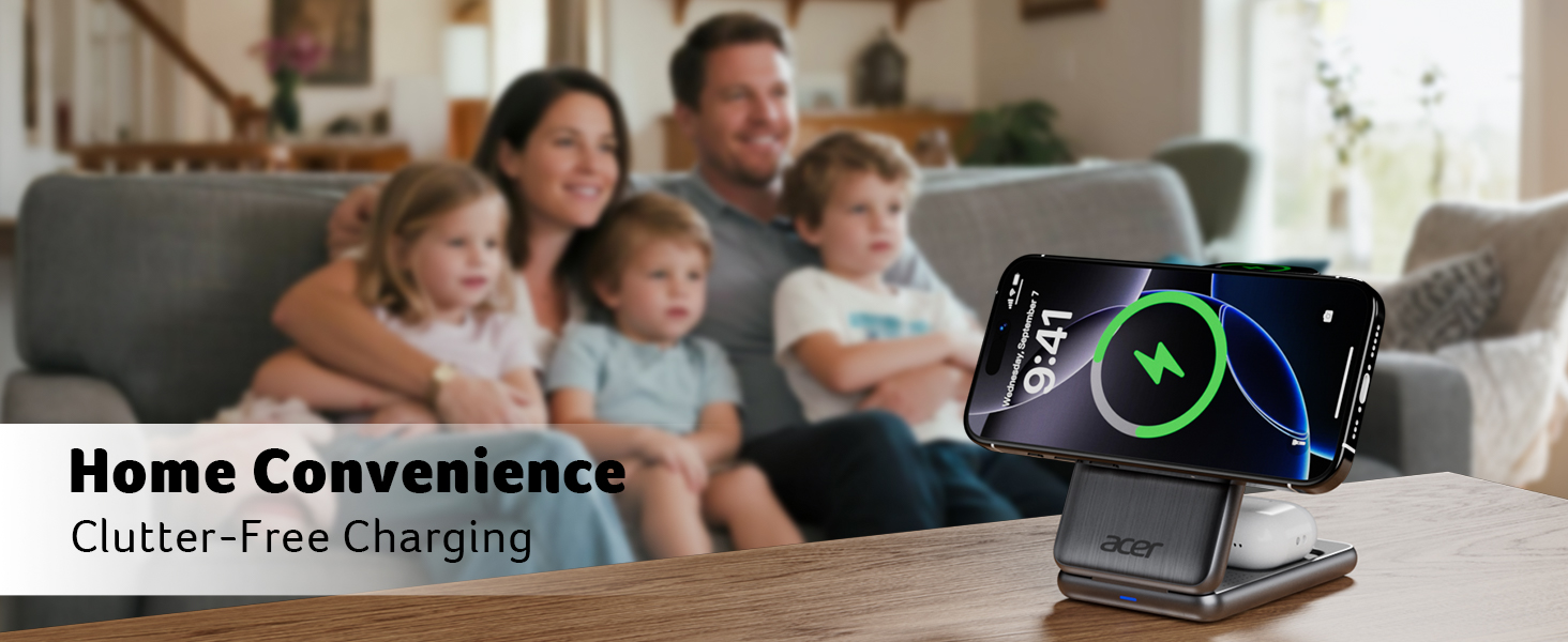 Acer Magnetic Wireless Charger, 3 in 1 Wireless Charging Station,