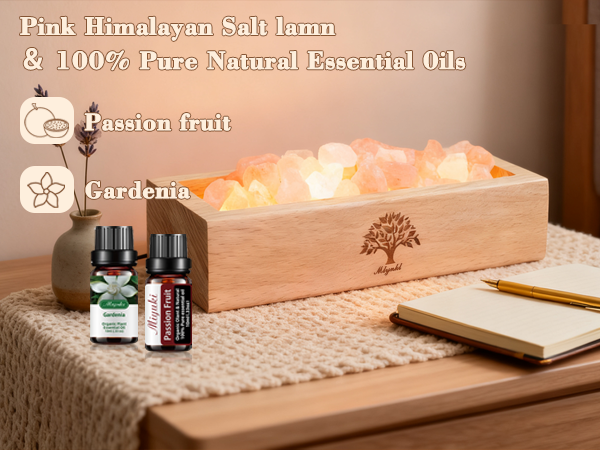 Pink Himalayan Salt Lamp & Essential Oils for Aromatherapy, Relaxation, and Ambiance.
